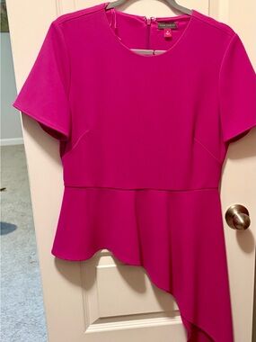 Vince Camuto Hot Pink Asymmetrical Peplum Top
